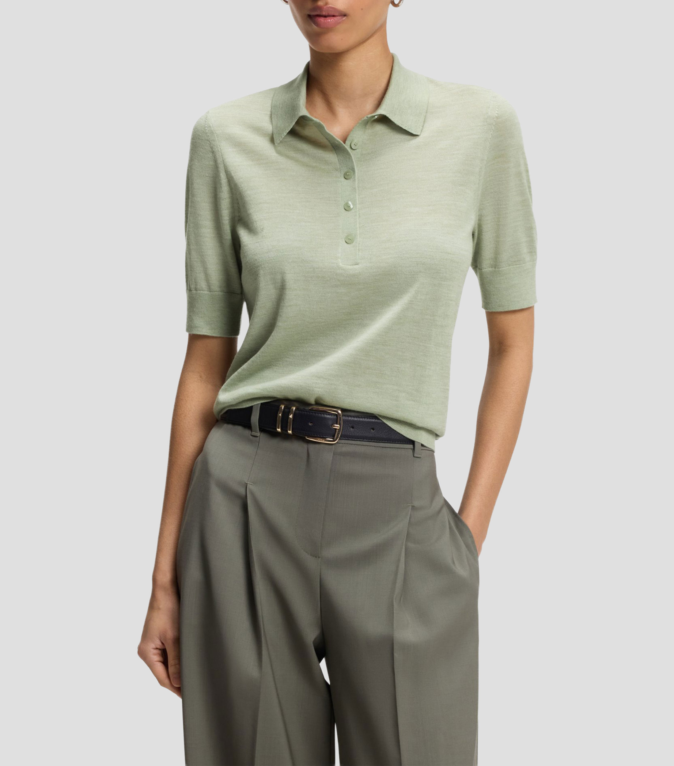 Playera tipo polo manga corta jaspeada Mujer